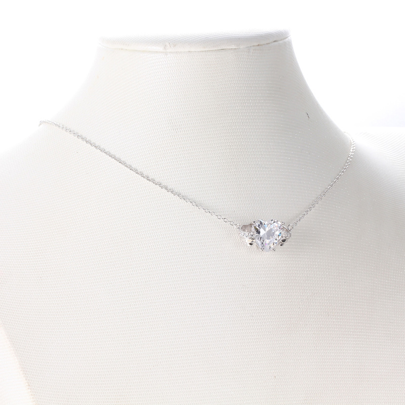 Apr. birthstone heart necklace