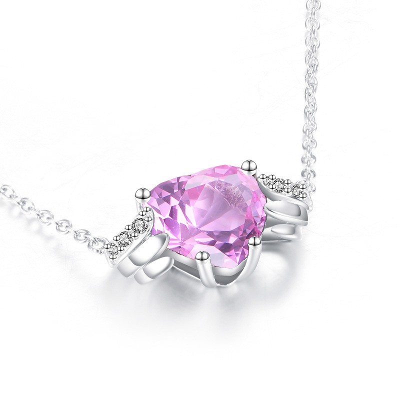 Oct. birthstone heart necklace