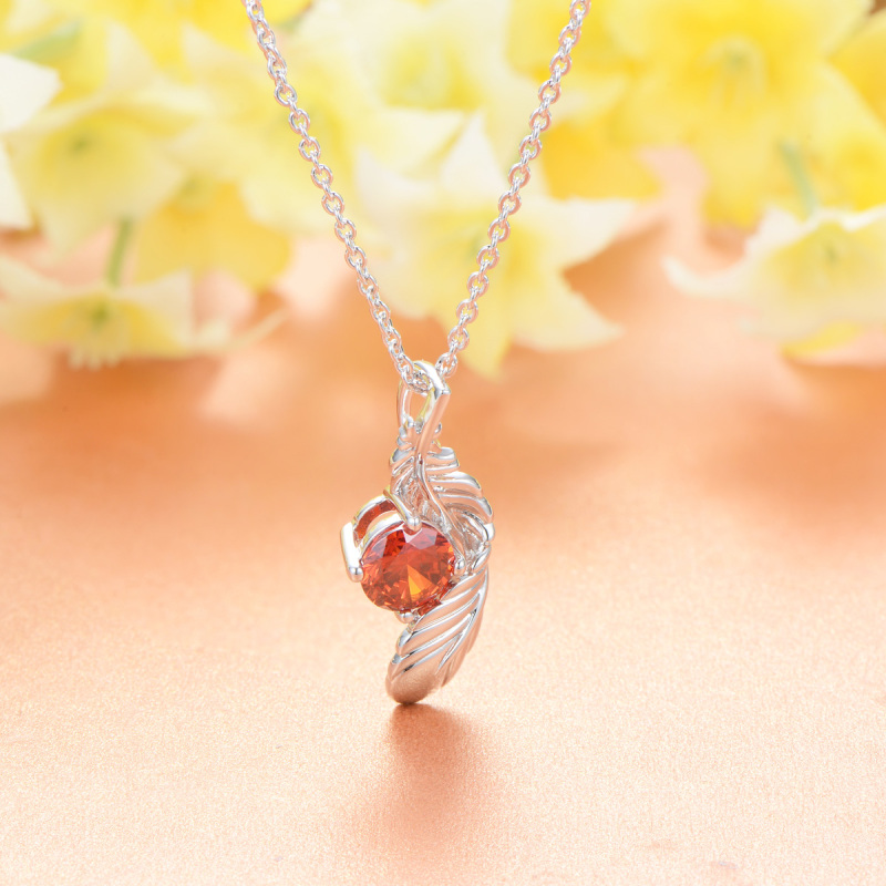 garnet zircon feather necklace