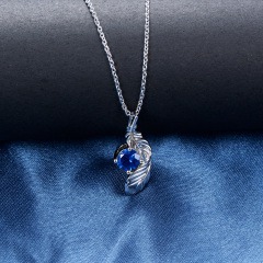 sapphire zircon feather necklace
