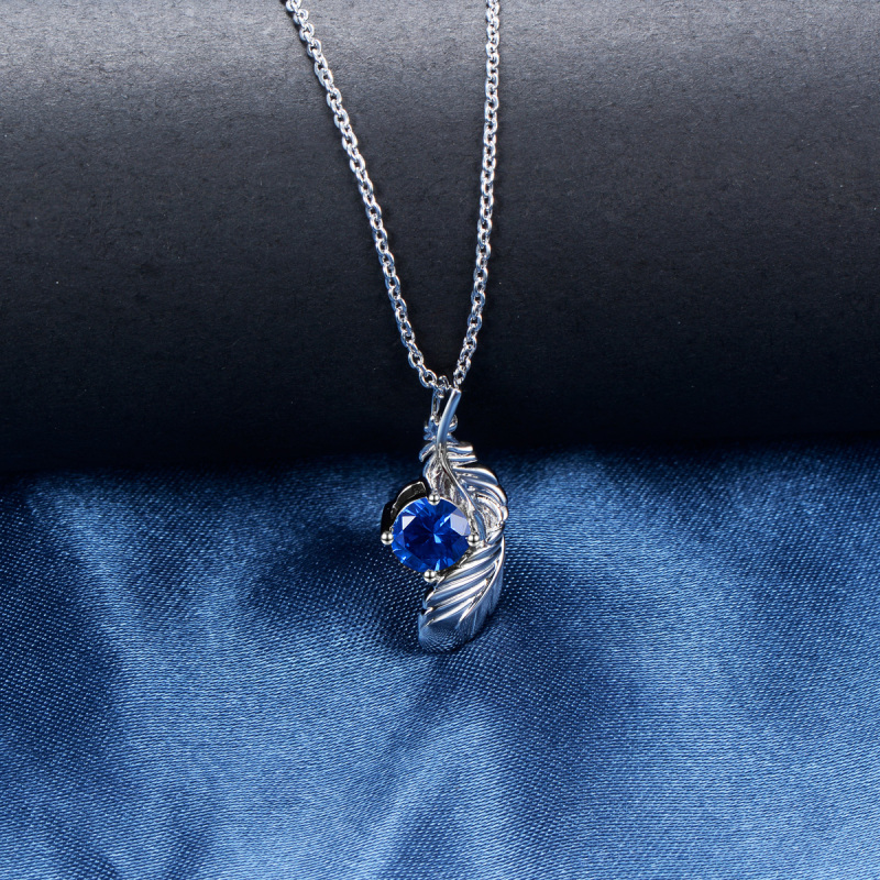 sapphire zircon feather necklace