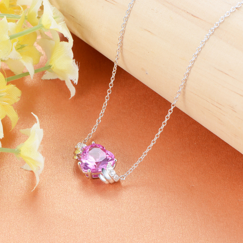 Oct. birthstone heart necklace