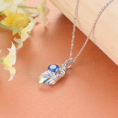 sapphire zircon feather necklace