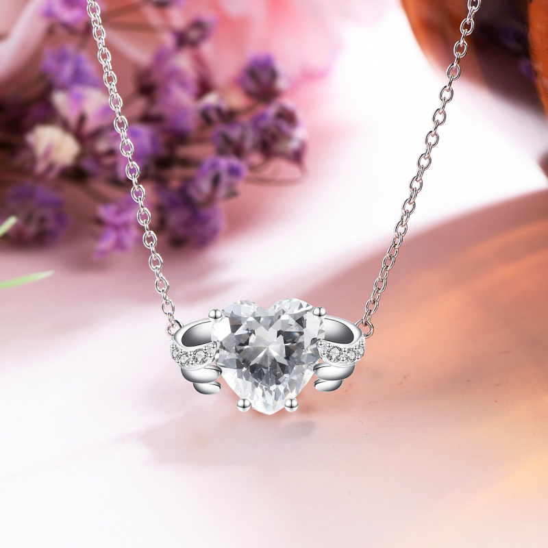 Apr. birthstone heart necklace