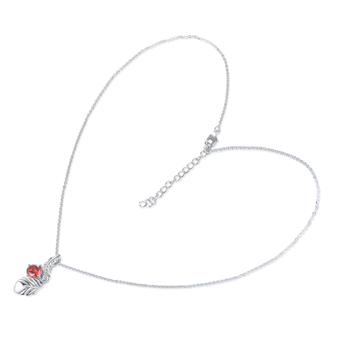garnet zircon feather necklace
