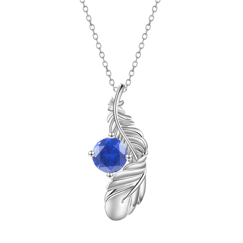 sapphire zircon feather necklace
