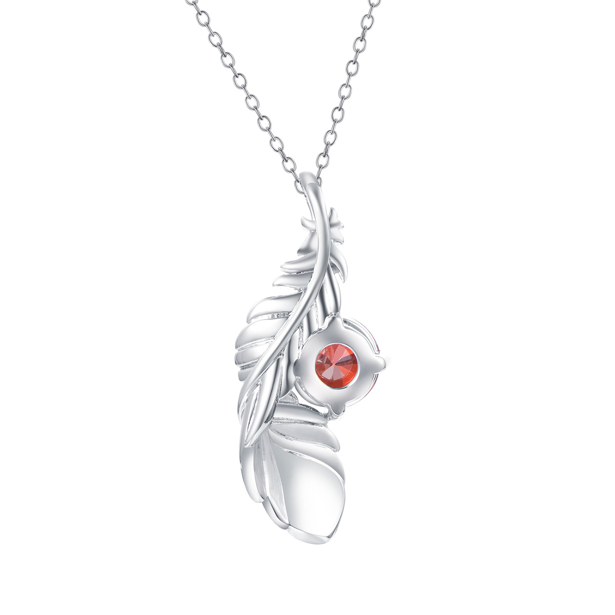 garnet zircon feather necklace