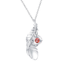 garnet zircon feather necklace