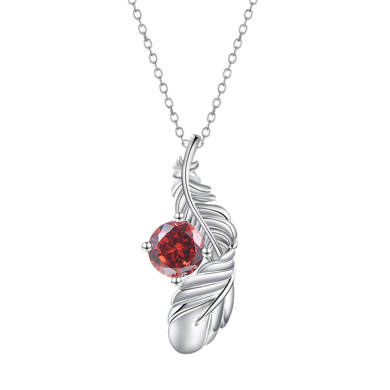 garnet zircon feather necklace