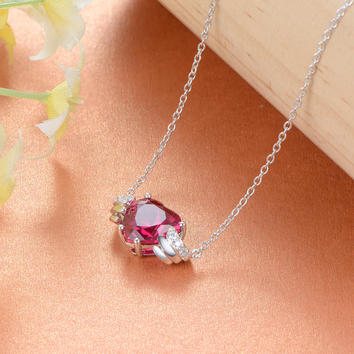 Jul. birthstone heart necklace