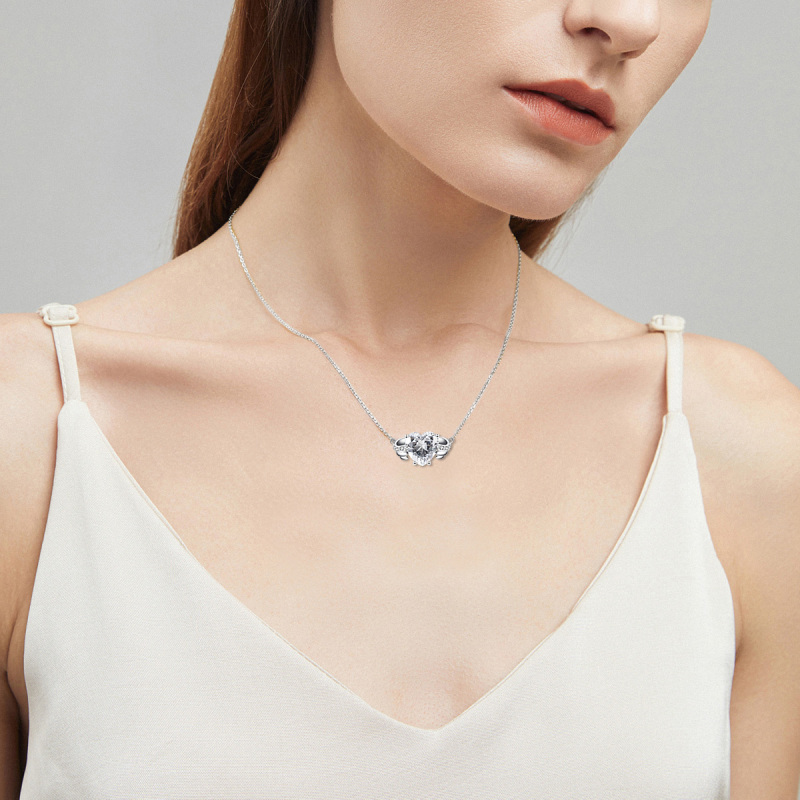 Apr. birthstone heart necklace