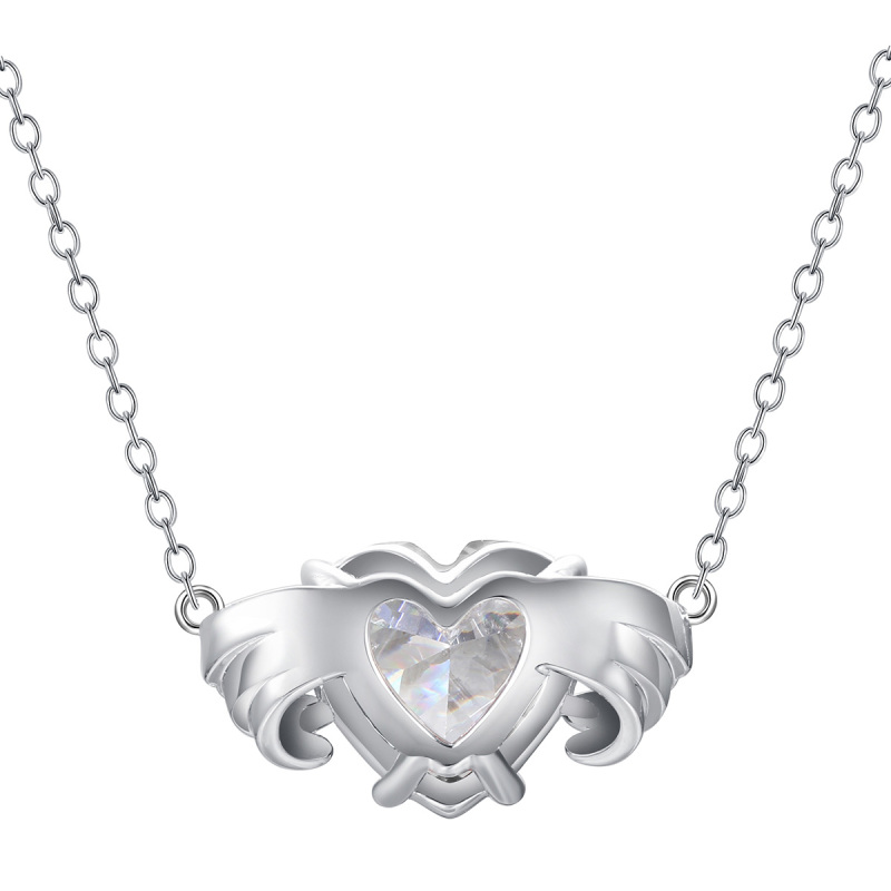 Apr. birthstone heart necklace