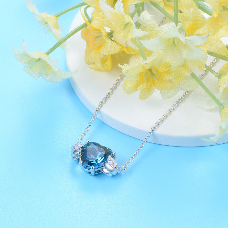 Mar. birthstone heart necklace