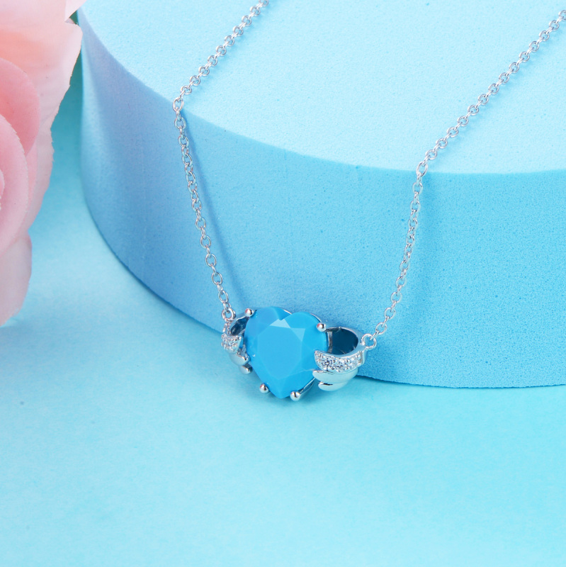Dec. birthstone heart necklace