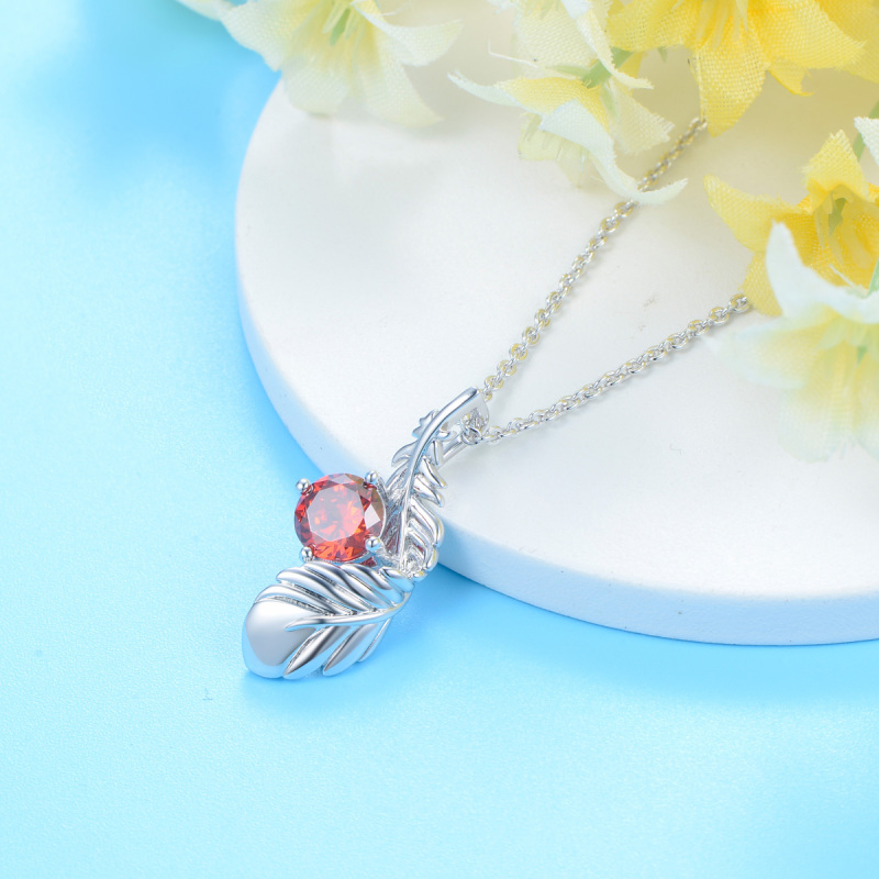 garnet zircon feather necklace