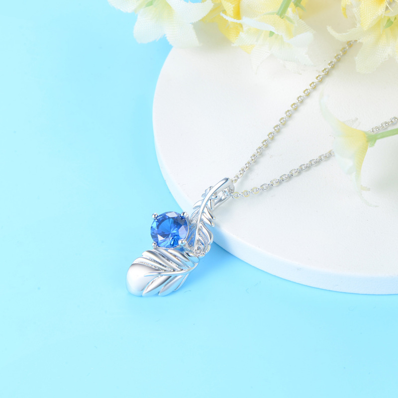 sapphire zircon feather necklace
