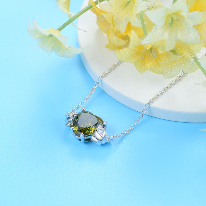 Aug. birthstone heart necklace