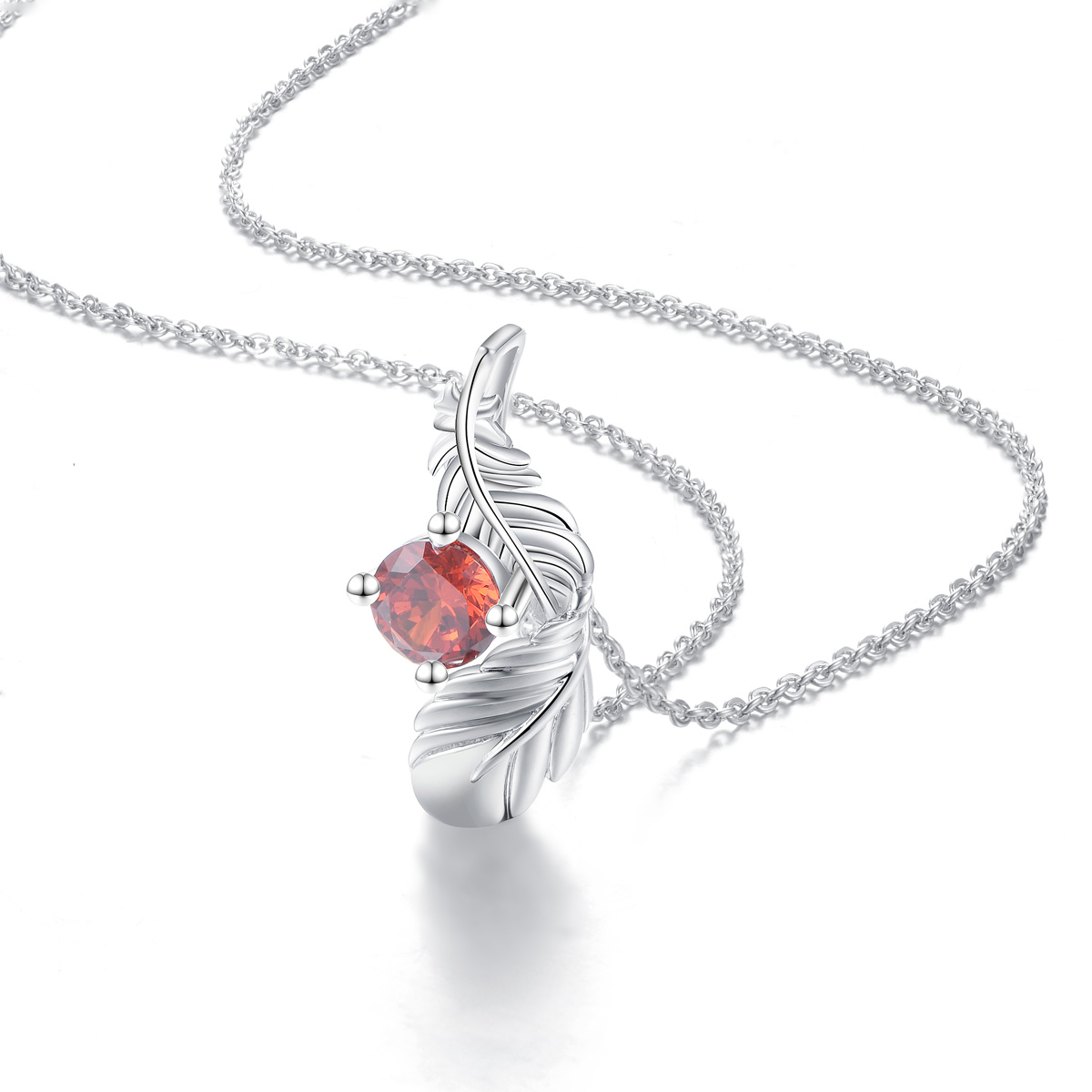garnet zircon feather necklace