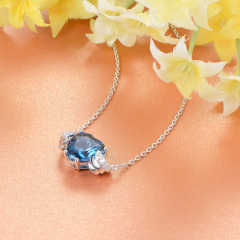Mar. birthstone heart necklace