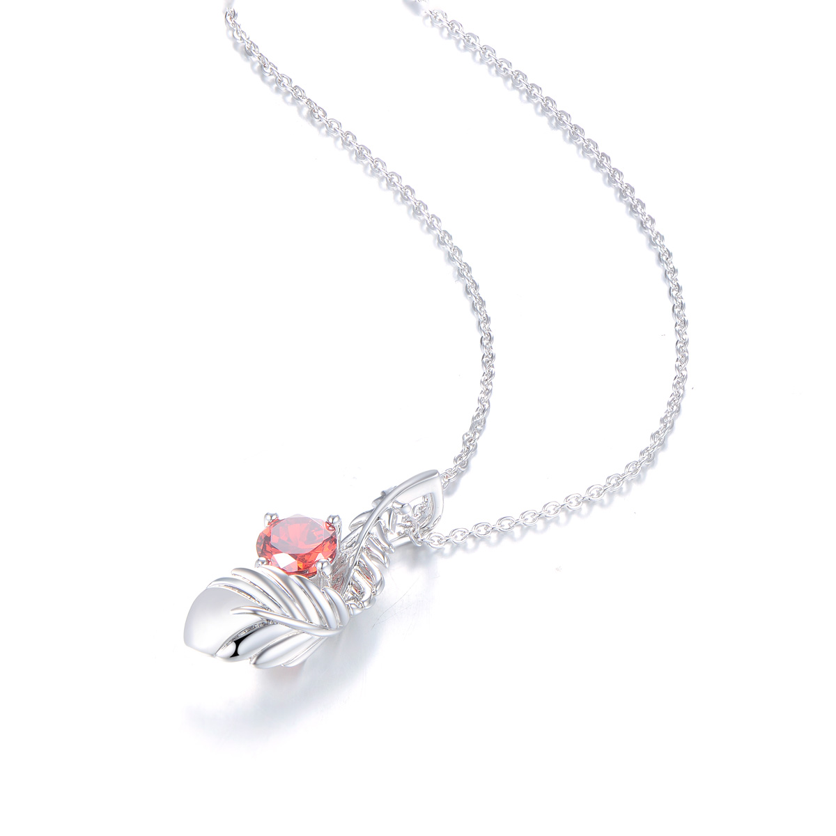 garnet zircon feather necklace