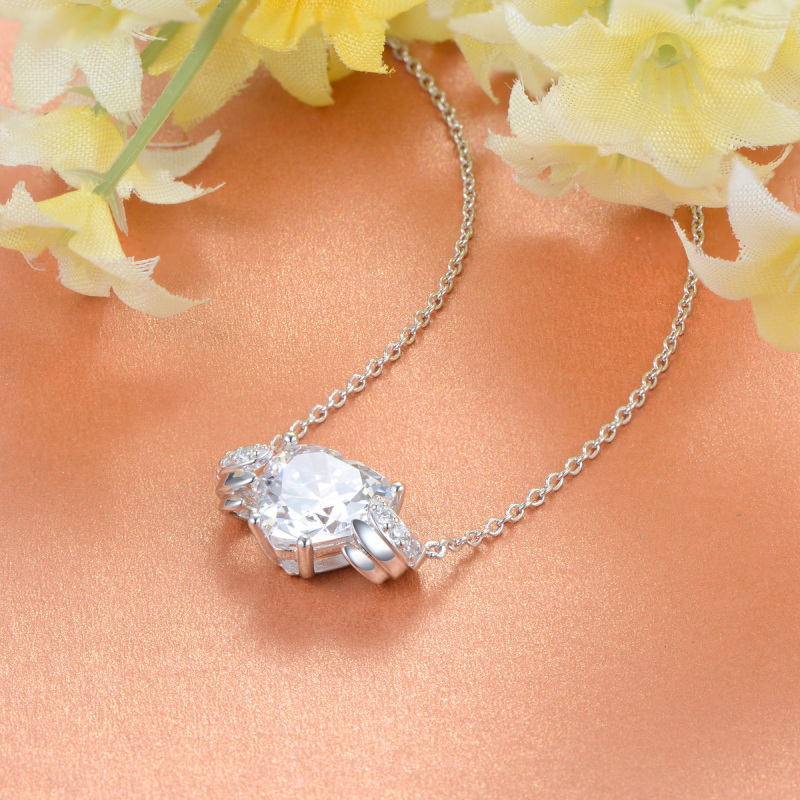 Apr. birthstone heart necklace