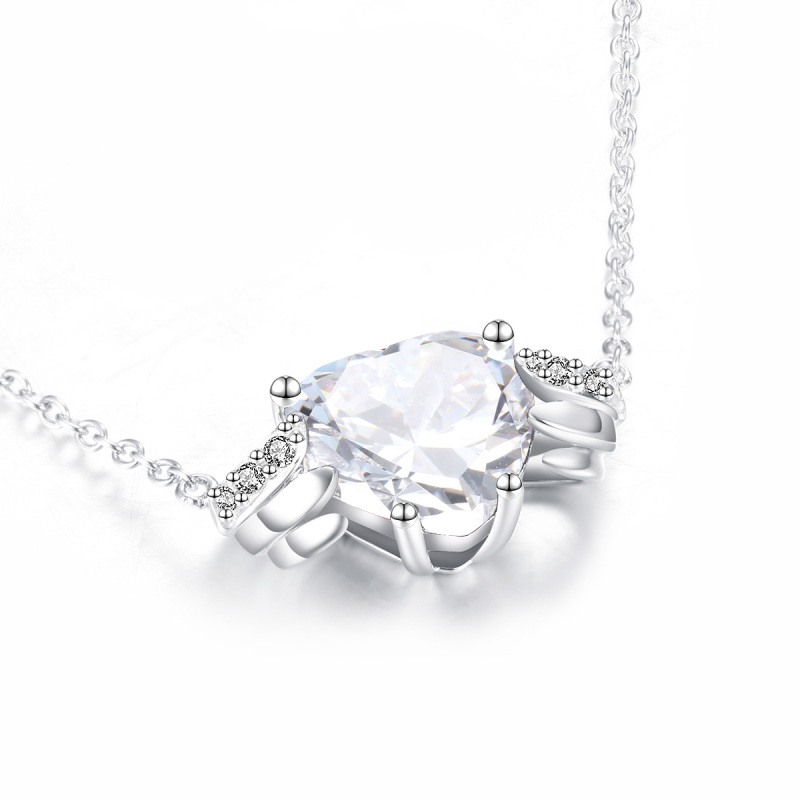 Apr. birthstone heart necklace