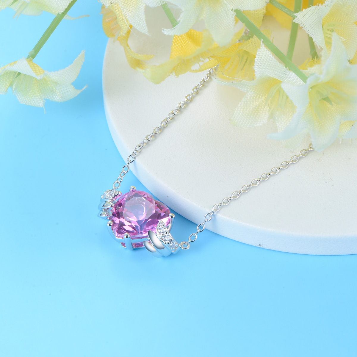 Oct. birthstone heart necklace