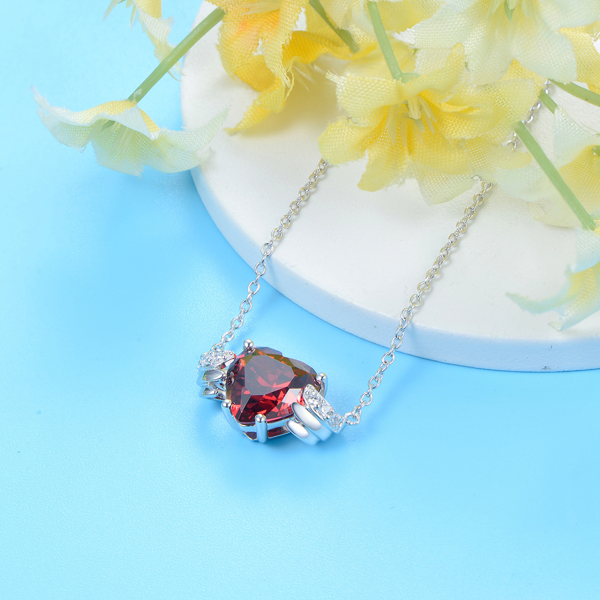 Jan. birthstone heart necklace