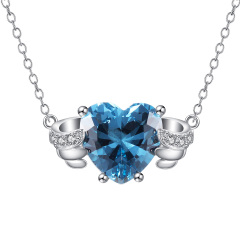 Mar. birthstone heart necklace