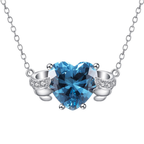 Mar. birthstone heart necklace
