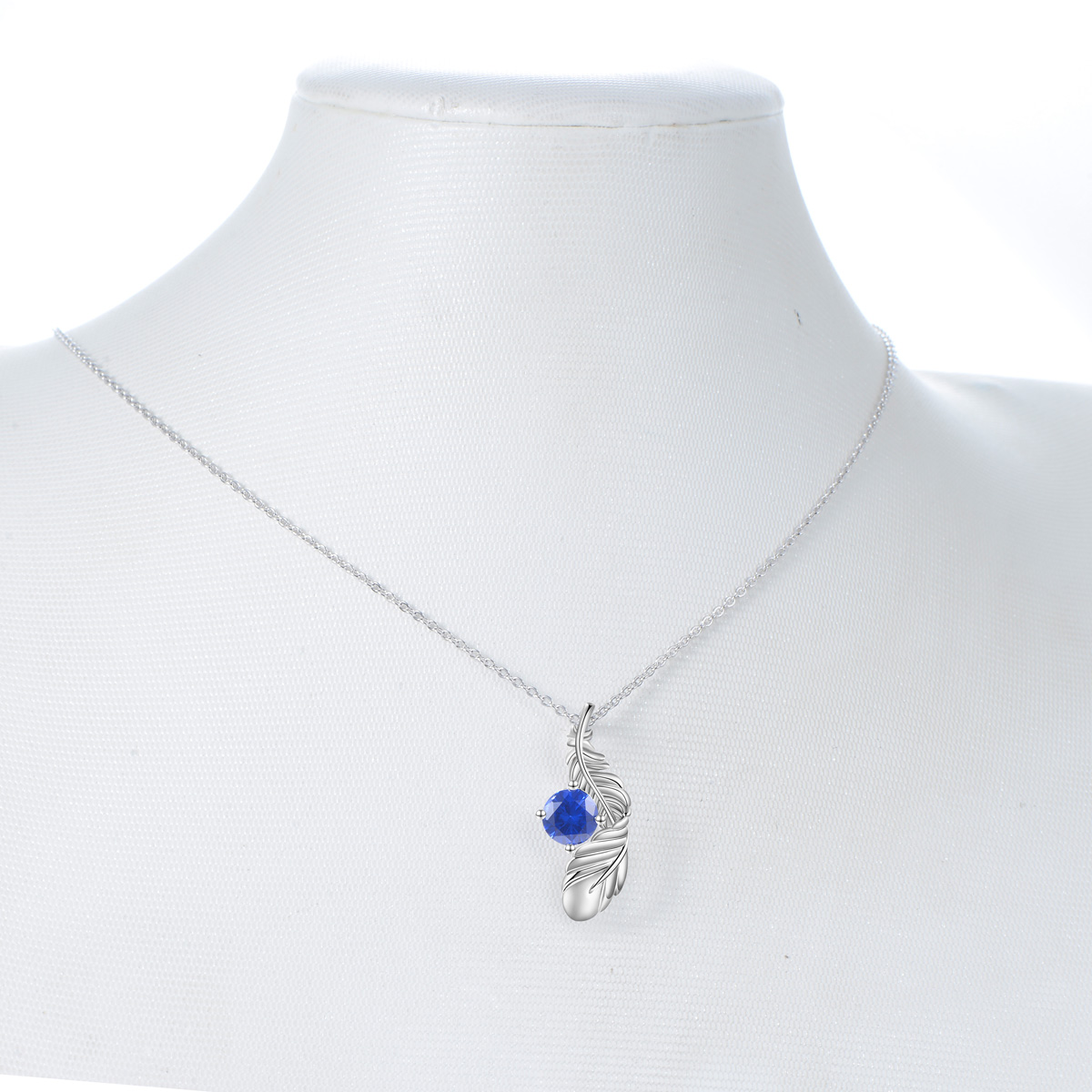sapphire zircon feather necklace