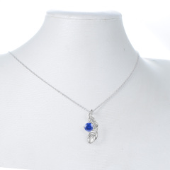 sapphire zircon feather necklace