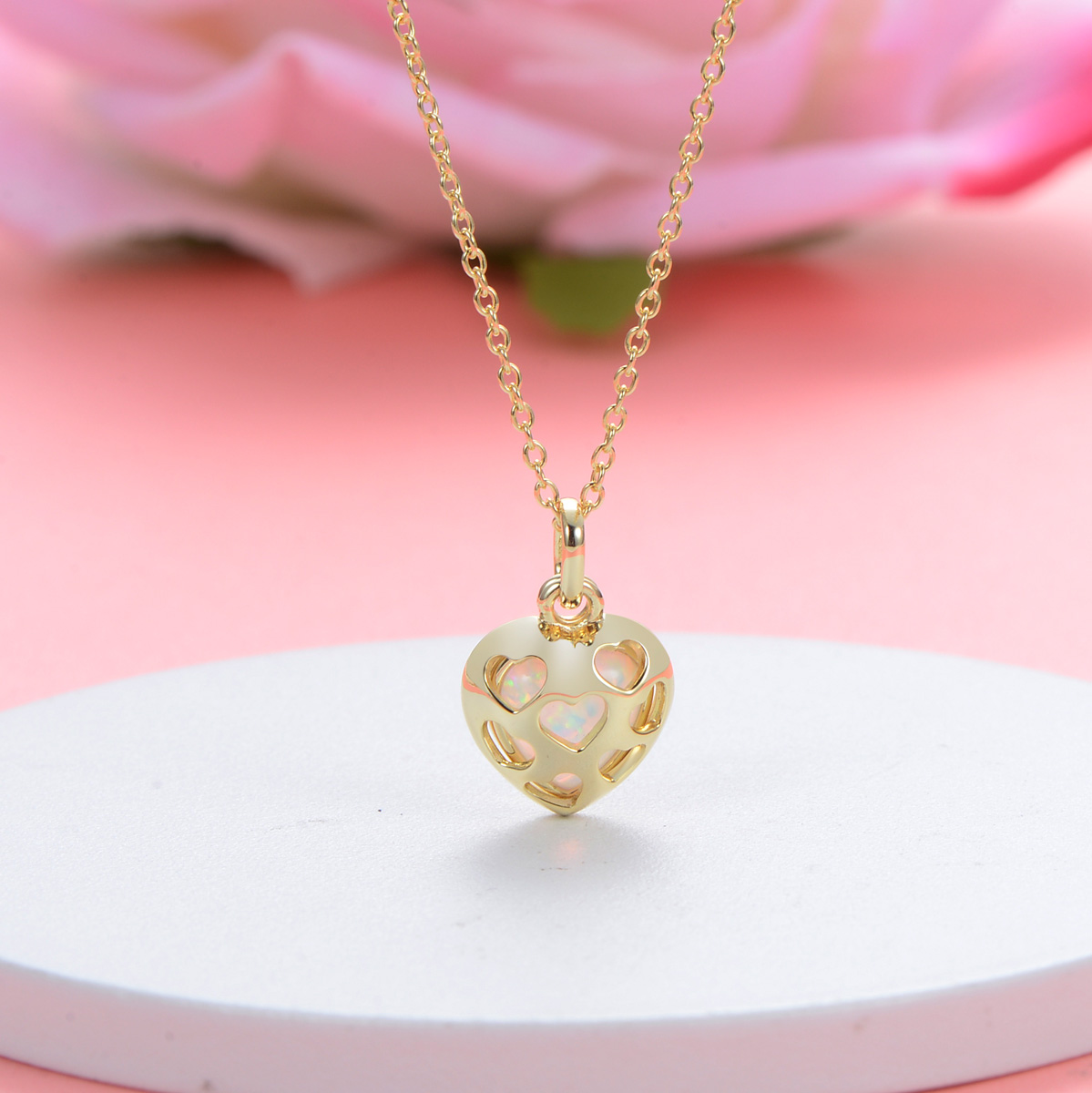 Heart-shaped Opal necklace