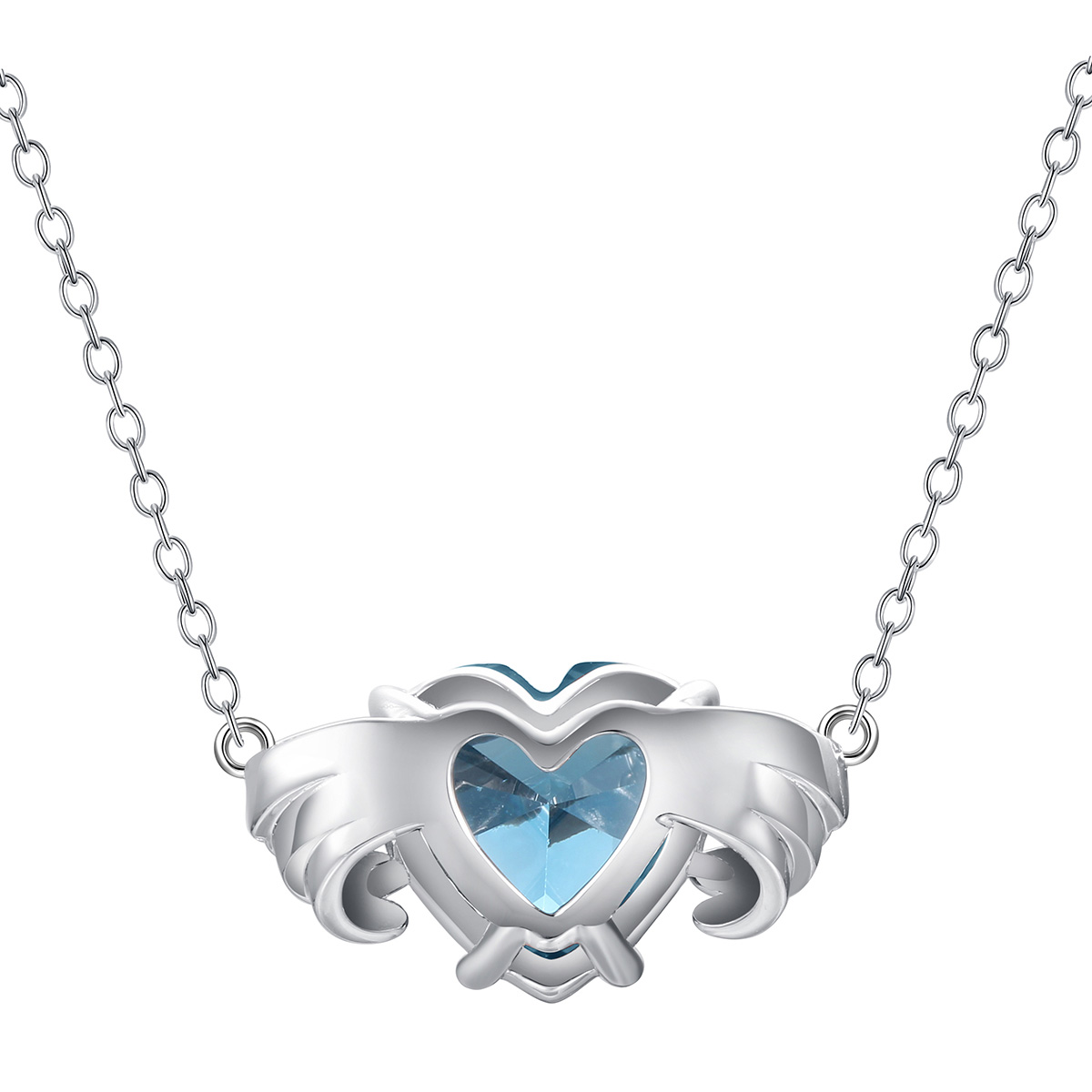 Mar. birthstone heart necklace