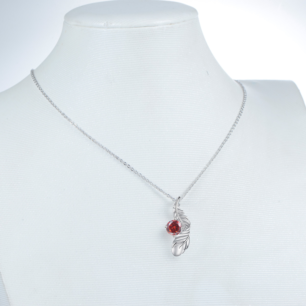 garnet zircon feather necklace