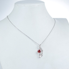 garnet zircon feather necklace