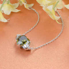 Aug. birthstone heart necklace