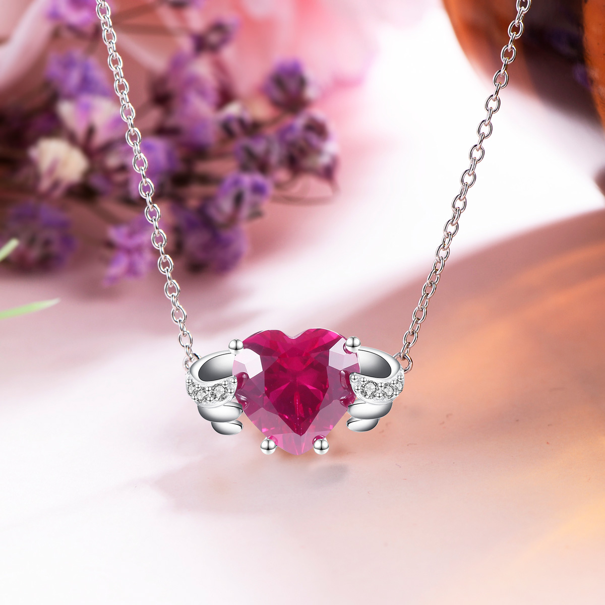 Jul. birthstone heart necklace