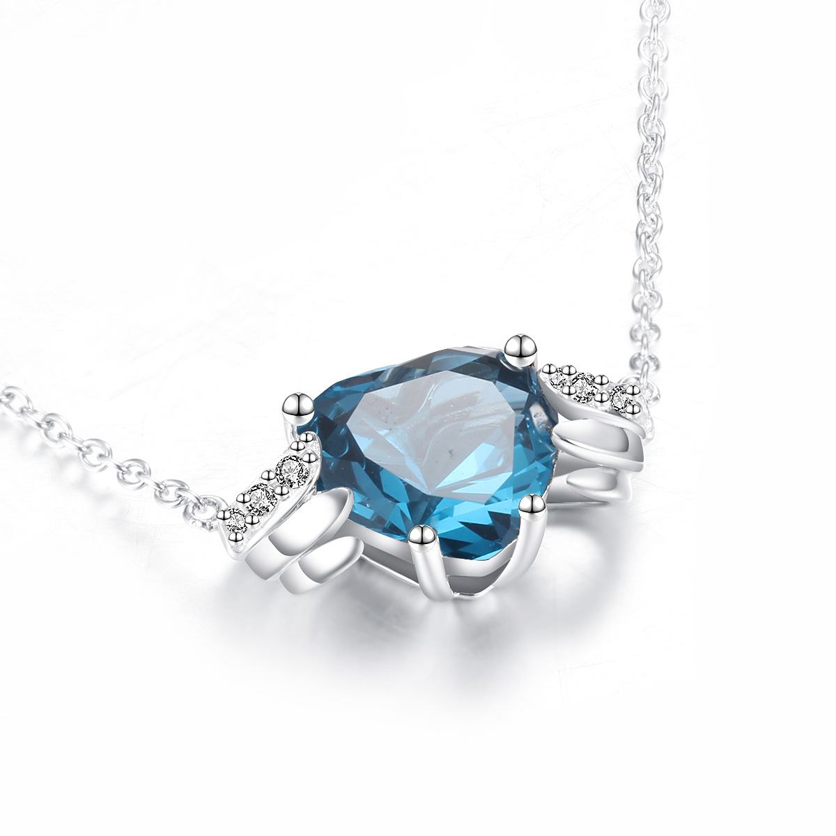 Mar. birthstone heart necklace