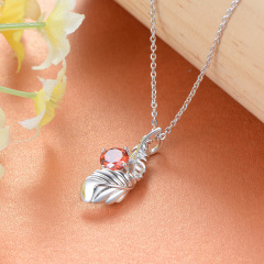 garnet zircon feather necklace
