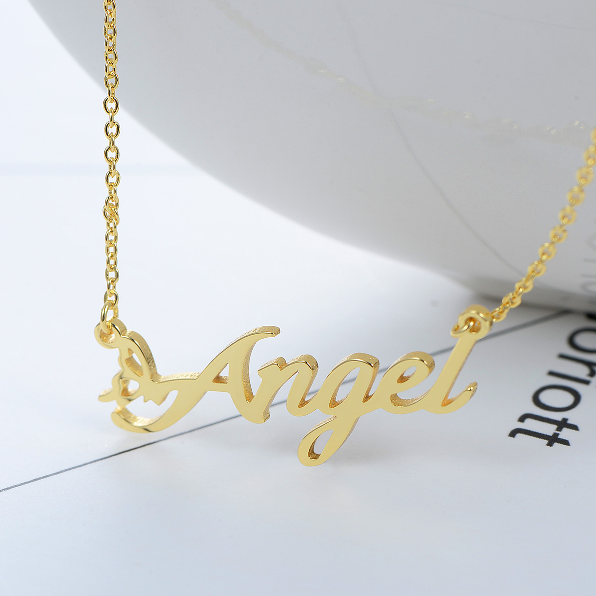 CNC Custom Name Angel Necklace