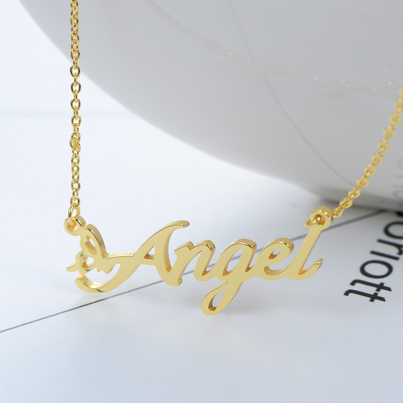 CNC Custom Name Angel Necklace