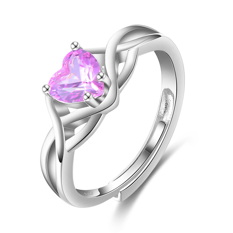 pink heart gemstone ring