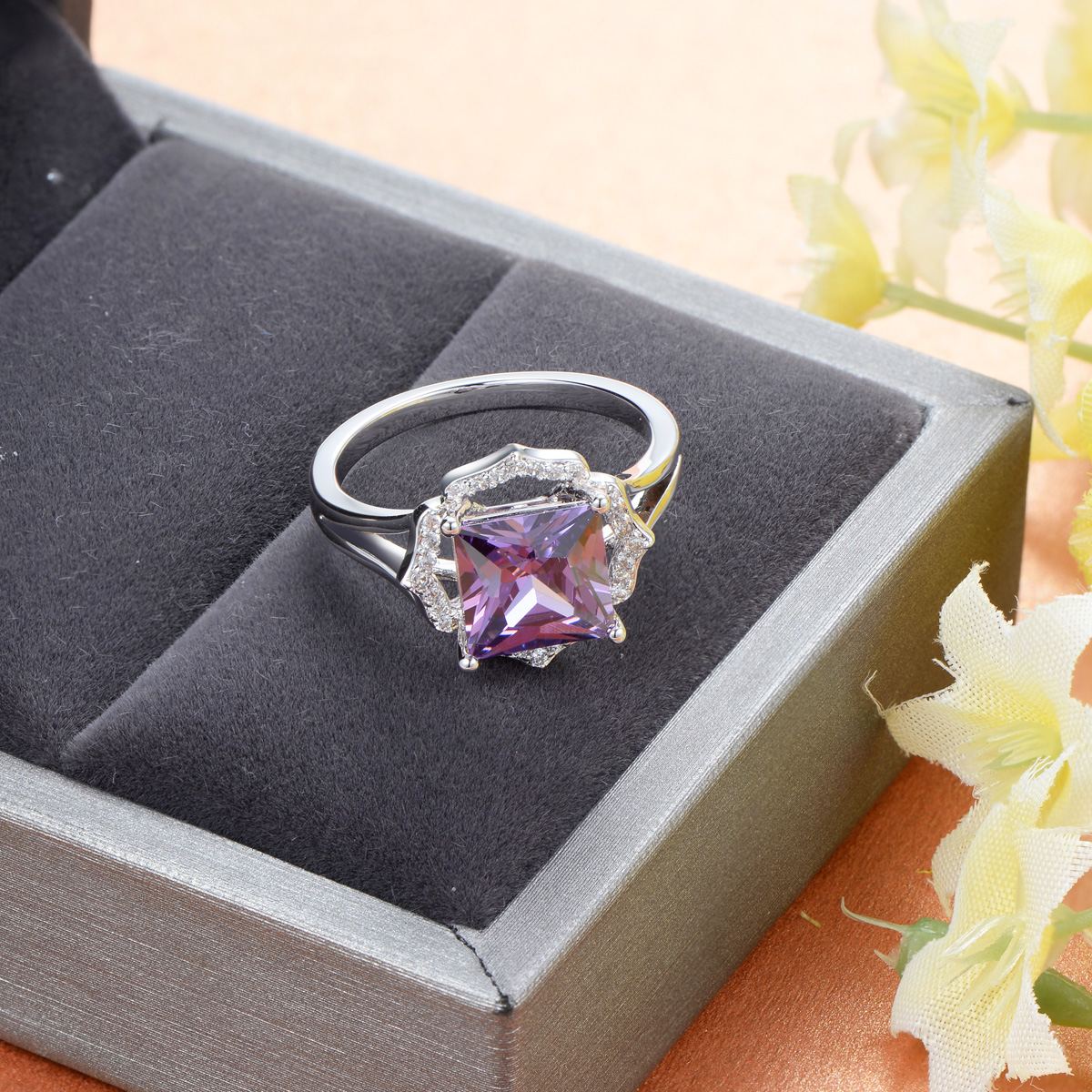 Purple gemstone ring