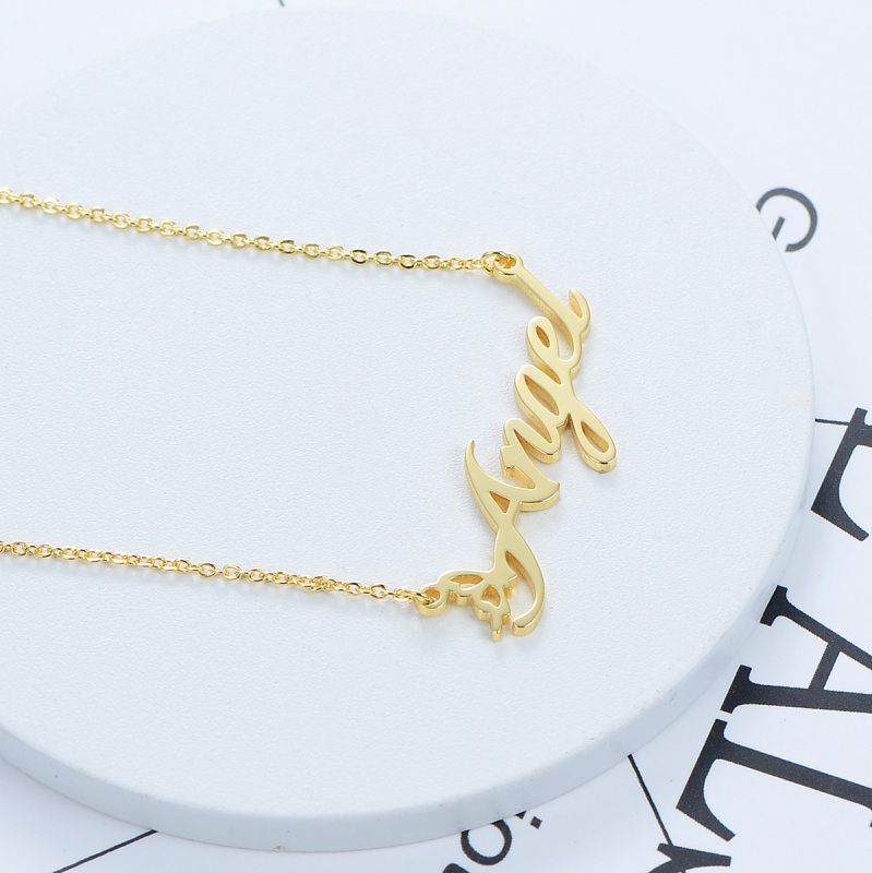CNC Custom Name Angel Necklace