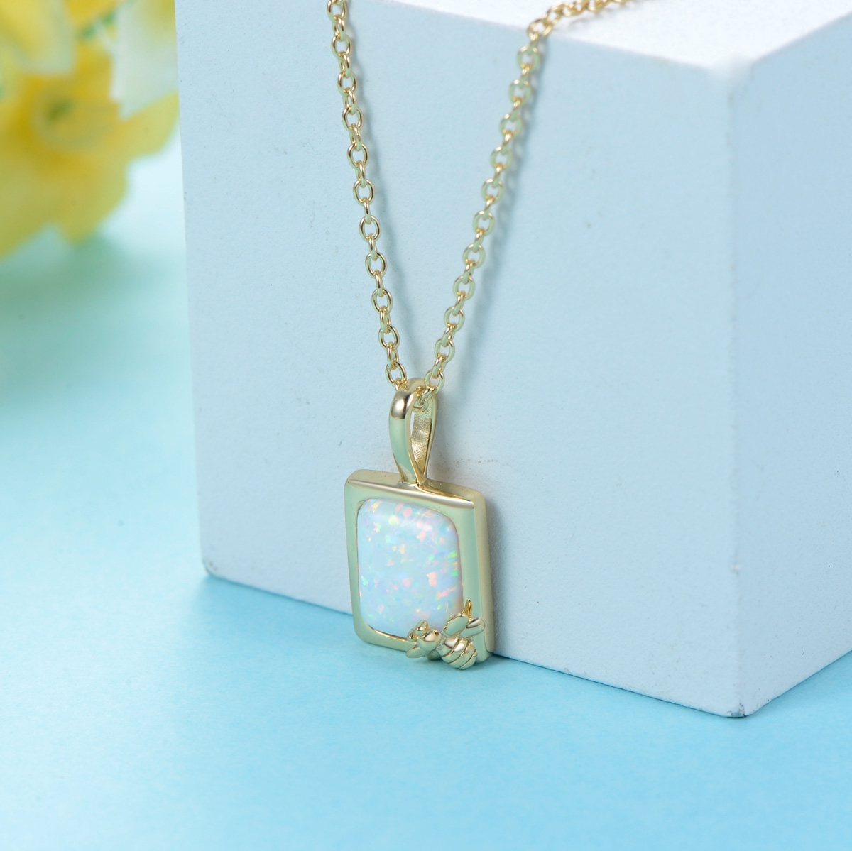 geometry opal necklace