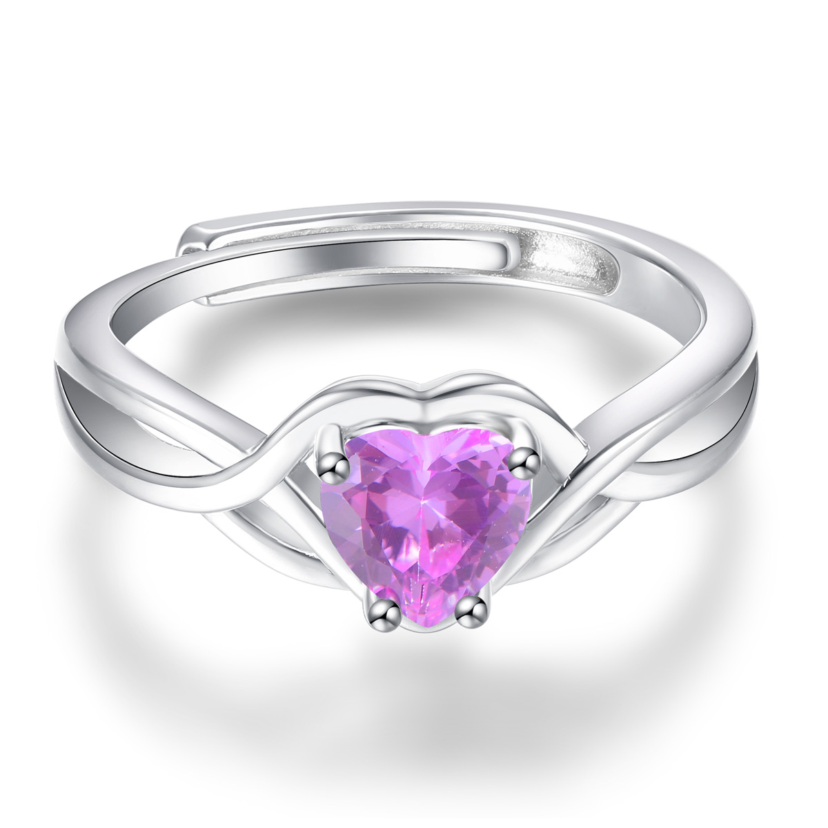 pink heart gemstone ring