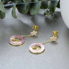 the stars moon clock stud earrings