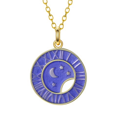 stars moon clock pendant necklace