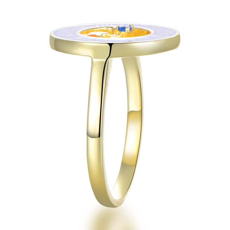 the stars moon clock enamel ring